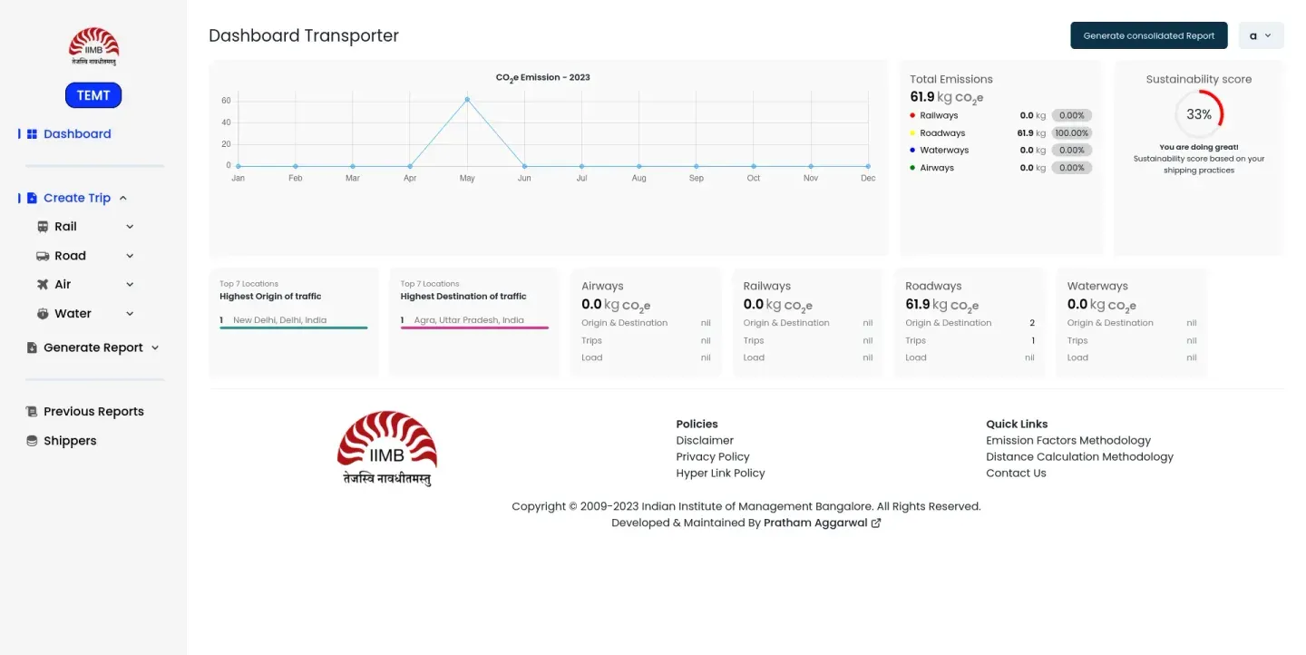 GHG Calculator Interface